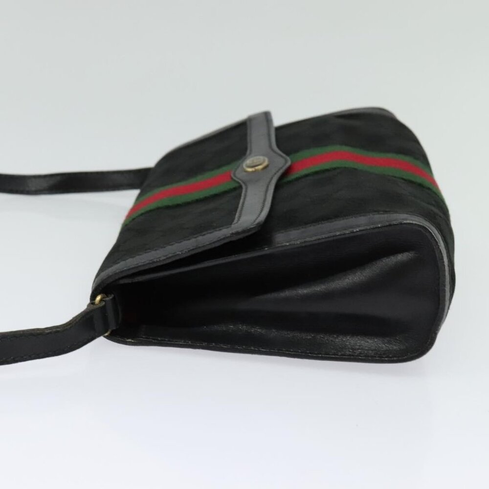 GUCCI GG Canvas Web Sherry Line Shoulder Bag Black Gold - Picture 5 of 15